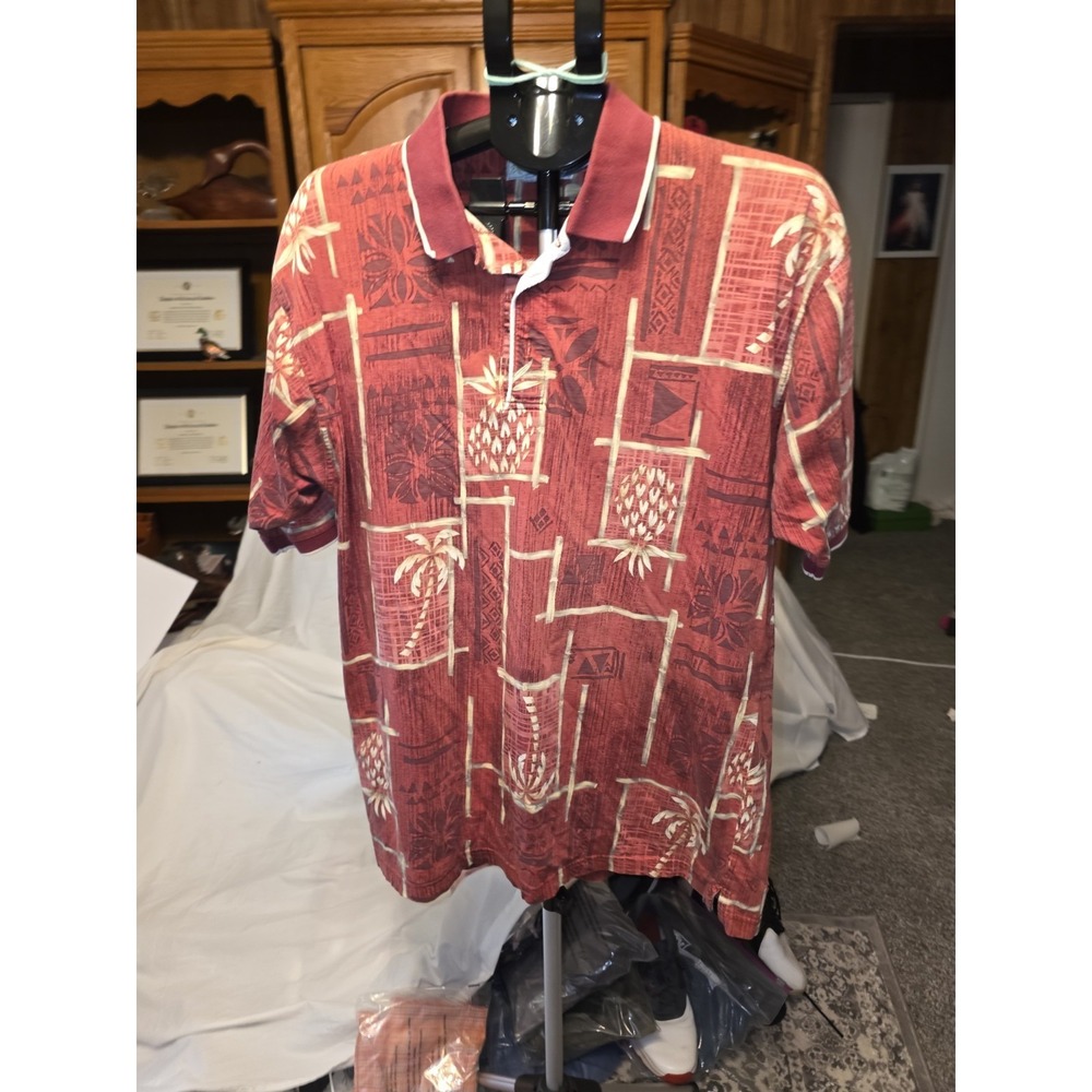 Hibiscus Mens Hawaiian Shirt. Size L. 25"‎ Ptp 30" Long. Golf Wear,Casual,...